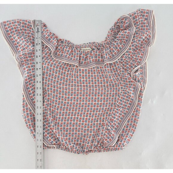 Max Studio Chiffon Ruffle Flutter Slv Blouse Sz Sm Boho, Preppy, Elastic Waist - Picture 6 of 7